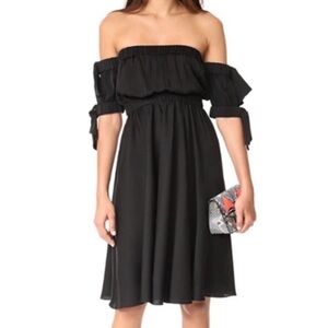MILLY Black Off-The-Shoulder Mini Dress